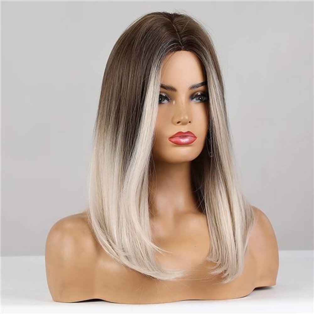 Women's Ombre Blonde Bob Wig Shoulder Length Wig - Picture 2 of 6